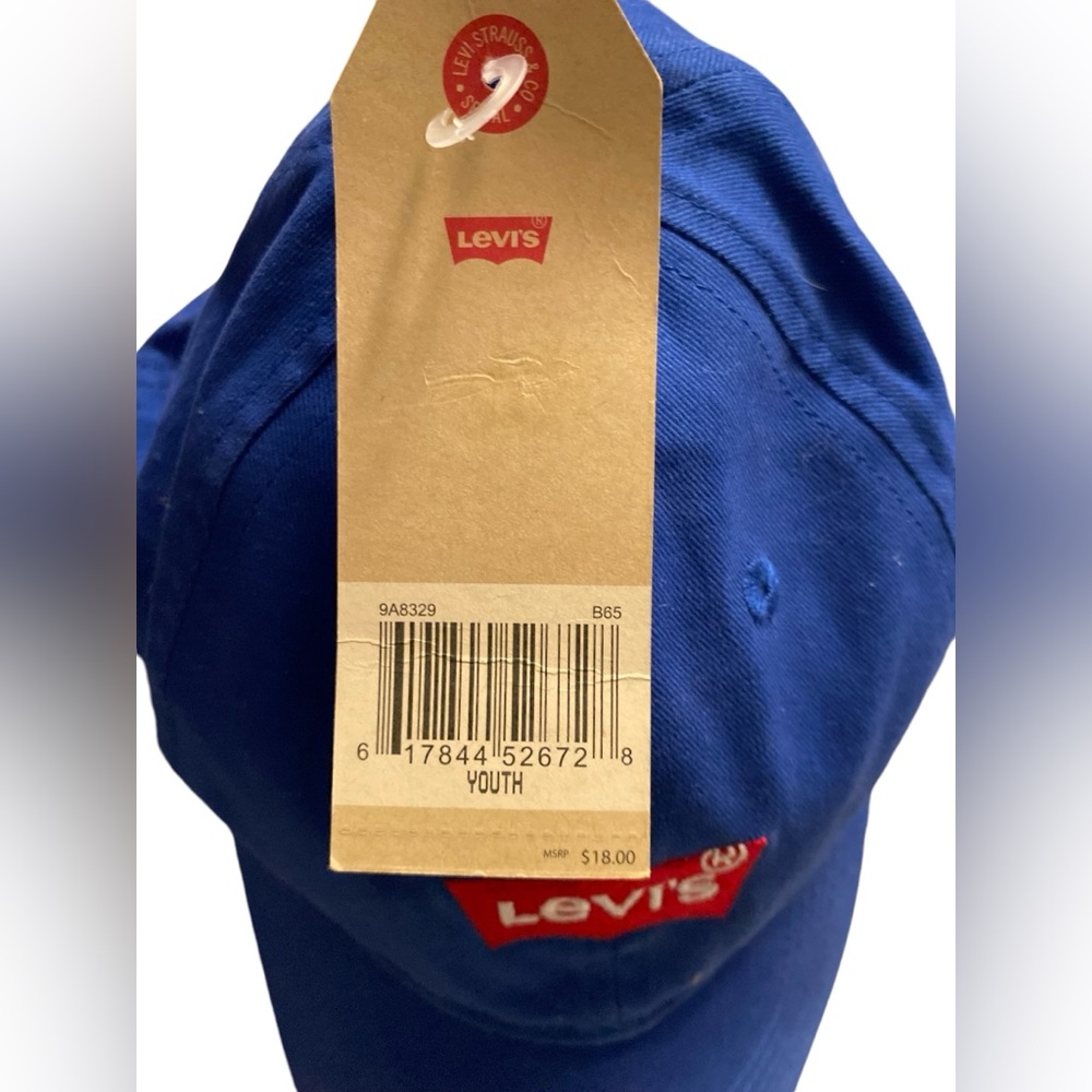 Authentic Levis Blue Red Youth Ball Cap Hat Hook & Loop Adjustable Baseball - Picture 4 of 6